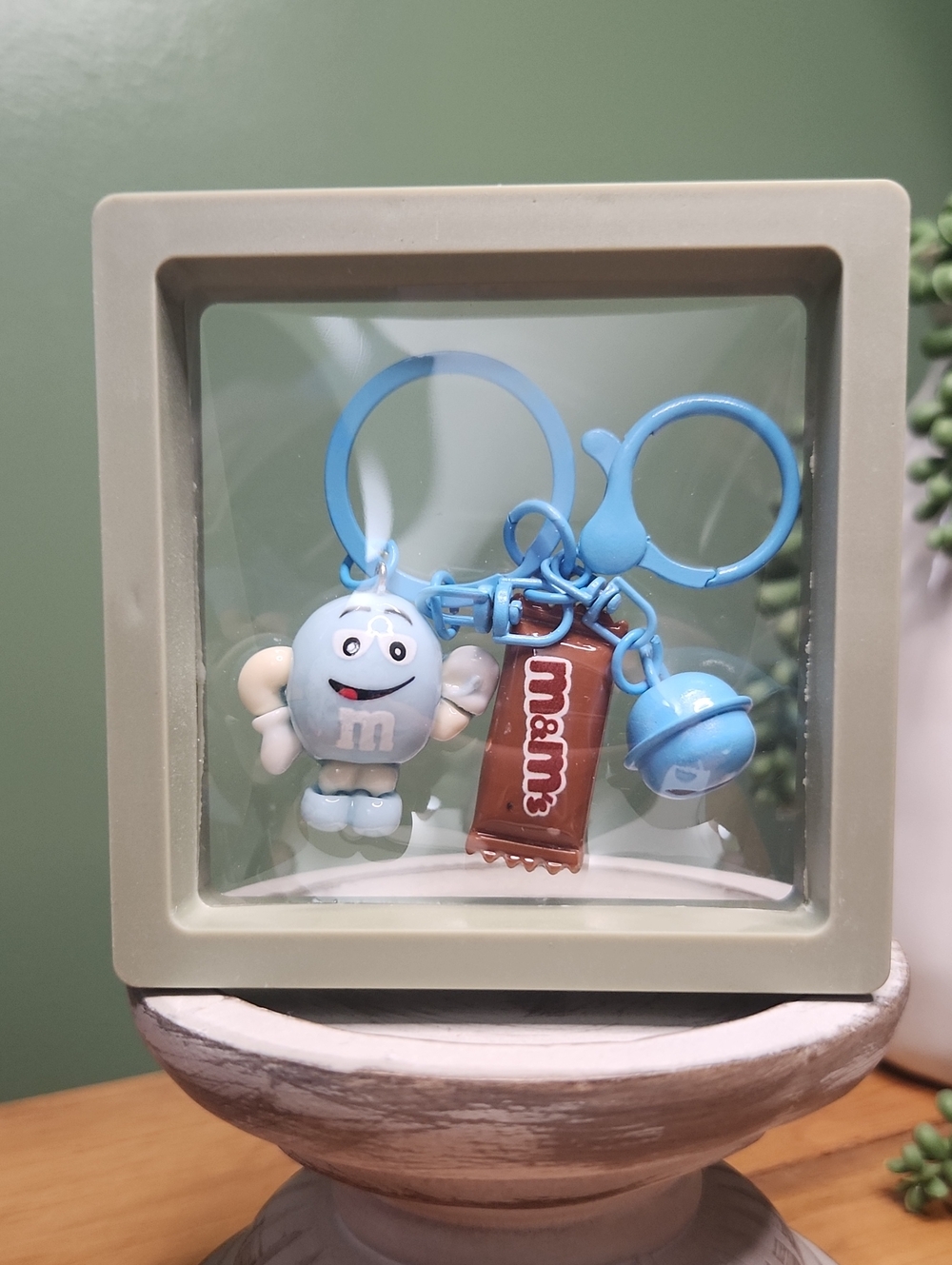 M & M Bag Charm/Key Chain, Blue
